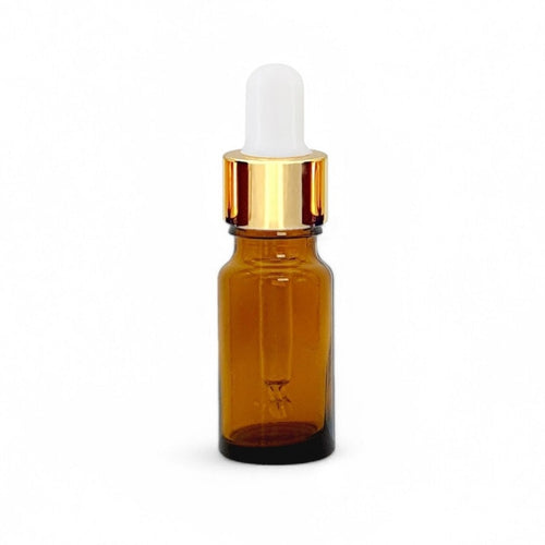 10ml Amber Glass Dropper Bottles with Gold/White Glass Pipettes