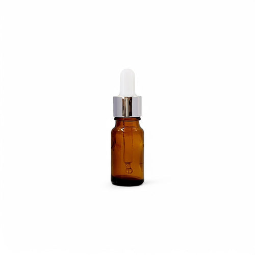 10ml Amber Glass Dropper Bottles with Silver/White Glass Pipettes