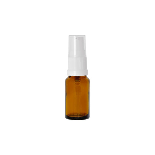 10ml Amber Glass Dropper Bottles with White Treatment Pump with Clear Over Cap