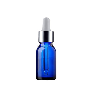 10ml Blue Glass Bottles with Silver/White Glass Pipettes