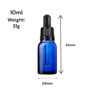 10ml Blue Glass Bottles with Tamper Resistant Glass Pipettes