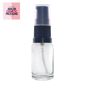 10ml Clear Glass Bottles with Black Treatment Pump with Clear Over cap