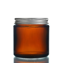 Load image into Gallery viewer, 120ml Amber Brown Glass Jar with Brushed Aluminium Lid