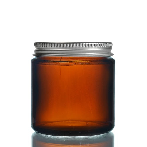 120ml Amber Brown Glass Jar with Brushed Aluminium Lid