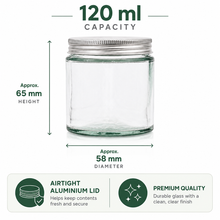 Load image into Gallery viewer, 120ml Clear Glass Jar with Airtight Aluminium Lid