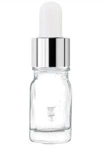 5ml Clear Glass Bottles with Silver/White Glass Pipettes