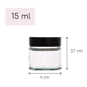 15ml Clear Glass Jar with Black Airtight Lid