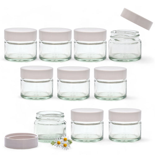 15ml Clear Glass Jar with White Airtight Lid