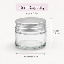 Load image into Gallery viewer, 15ml Clear Glass Ointment Jars with Airtight Aluminium Lids