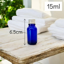 Load image into Gallery viewer, 15ml Blue Glass Bottles with Aluminium Screw Lid