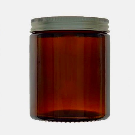 180ml Amber Brown Glass Jar with Brushed Aluminium Lid