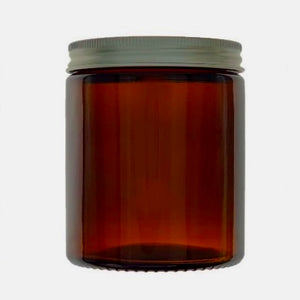 180ml Amber Brown Glass Jar with Brushed Aluminium Lid