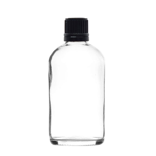 100ml Clear Glass Dropper Bottle with Black Tamper-Resistant Dropper Cap