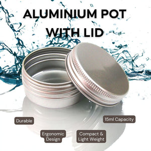 15ml Small Aluminum Pots with Airtight Screw Lid - UK Manufactured