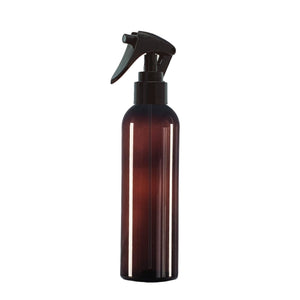 200ml Amber Plastic Boston Round Bottle With Black Mini Trigger Spray.
