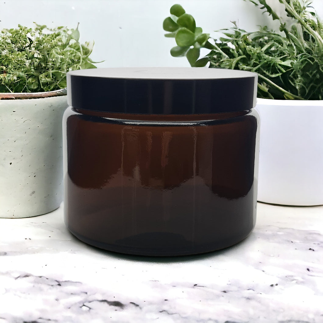 500ml Amber Brown Glass Jar with Black Urea Lid