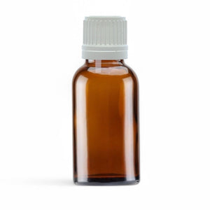 20ml Amber Glass Dropper Bottle with White Tamper-Resistant Dropper Cap Avalon Cosmetic Packaging