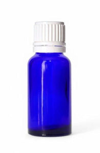 20ml Blue Glass Dropper Bottle with White Tamper-Resistant Dropper Cap