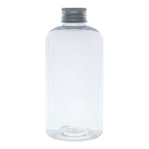 250ml Clear Plastic Boston Round Bottle With Aluminium Screw Lid