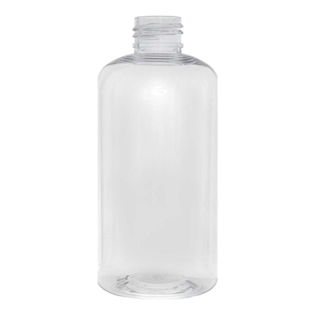 250ml Clear Plastic Boston Round Bottle With No Lid Lid