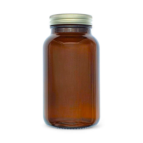 250ml Amber Wide Mouth Glass Pill Jars with Aluminium Lids