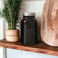 Load image into Gallery viewer, 250ml Amber Wide Mouth Glass Pill Jars with Aluminium Lids