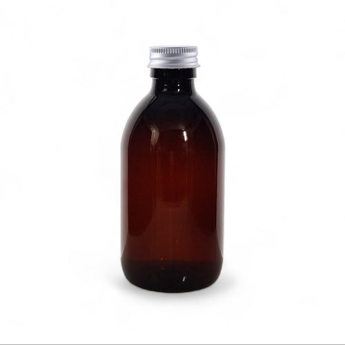 300ml Amber PET Plastic Bottles (28mm neck) with Aluminium Screw Lid