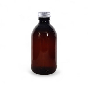 300ml Amber PET Plastic Bottles (28mm neck) with Aluminium Screw Lid