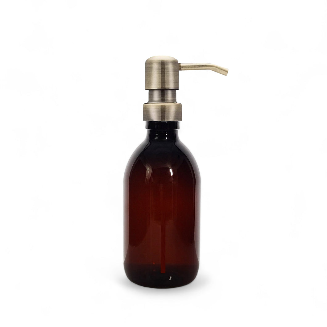 300ml Amber PET Plastic Bottles With Brass Metal Pump