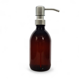 300ml Amber PET Plastic Bottles With Satin Steel Pump