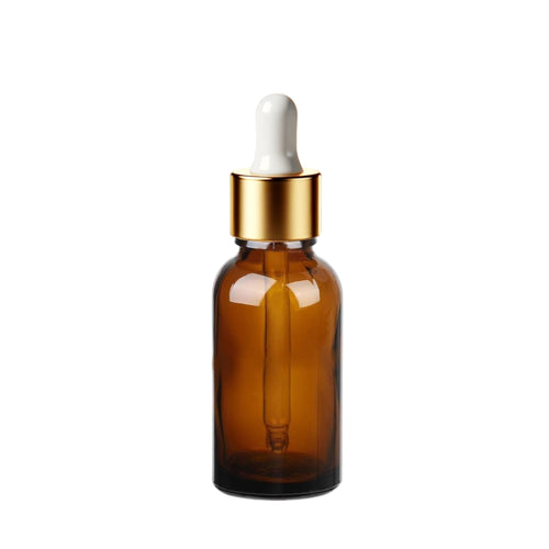 30ml Amber Glass Bottles with Gold/White Glass Pipettes