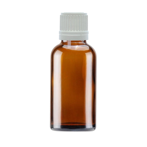 30ml Amber Glass Dropper Bottle with White Tamper-Resistant Dropper Cap