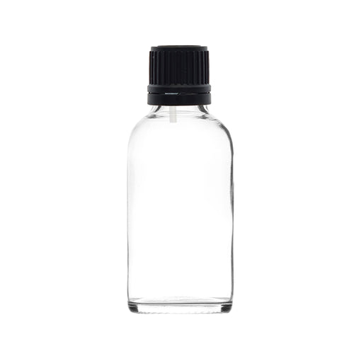 30ml Clear Glass Dropper Bottle with Black Tamper-Resistant Dropper Cap