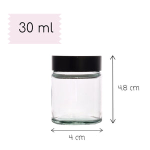 30ml Clear Glass Jar with Black Airtight Lid