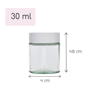 30ml Clear Glass Jar with White Airtight Lid