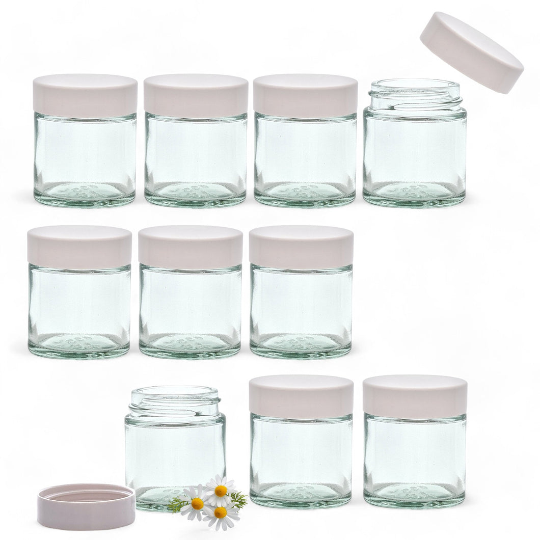 30ml Clear Glass Jar with White Airtight Lid