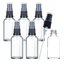 Load image into Gallery viewer, 30ml Clear Glass Spray Bottle with Black German-Made Atomiser &amp; Clear Overcap | Refillable Fine Mist Spray for Essential Oils, Skincare, and DIY Solutions