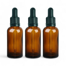 Load image into Gallery viewer, 50ml Amber Glass Bottles with Tamper Resistant Glass Pipettes