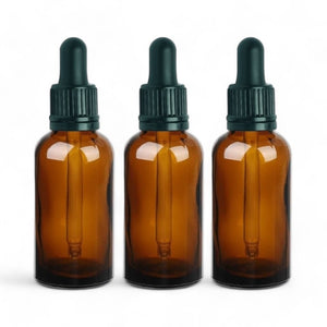 50ml Amber Glass Bottles with Tamper Resistant Glass Pipettes