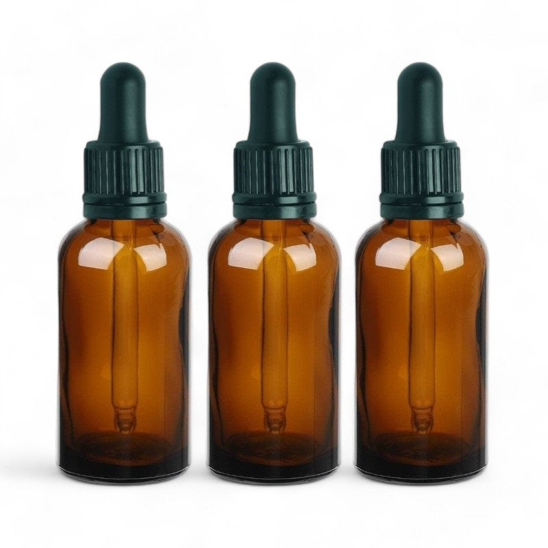 50ml Amber Glass Bottles with Tamper Resistant Glass Pipettes