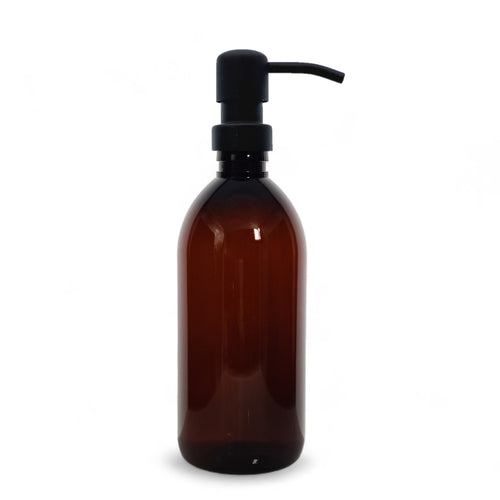 500ml Amber PET Plastic Bottles With Black Metal Pump