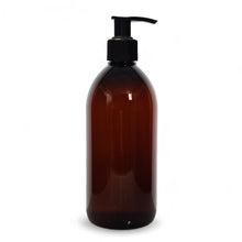 Load image into Gallery viewer, 500ml Amber PET Plastic Bottles With Black Lotion Pump