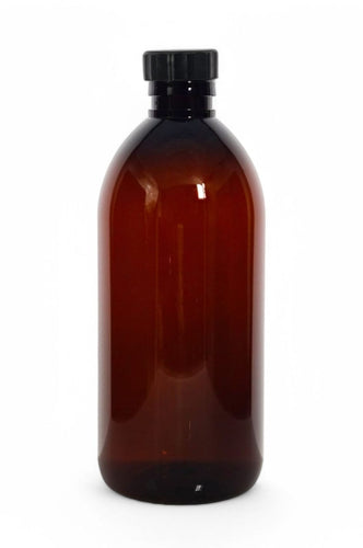500ml Amber PET Plastic Bottles With Black Screw Lid