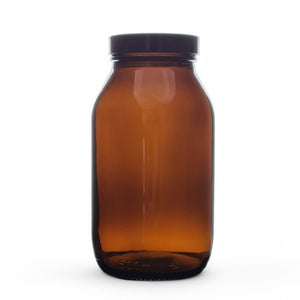 500ml Amber Wide Mouth Glass Pill Jars with Black Lids