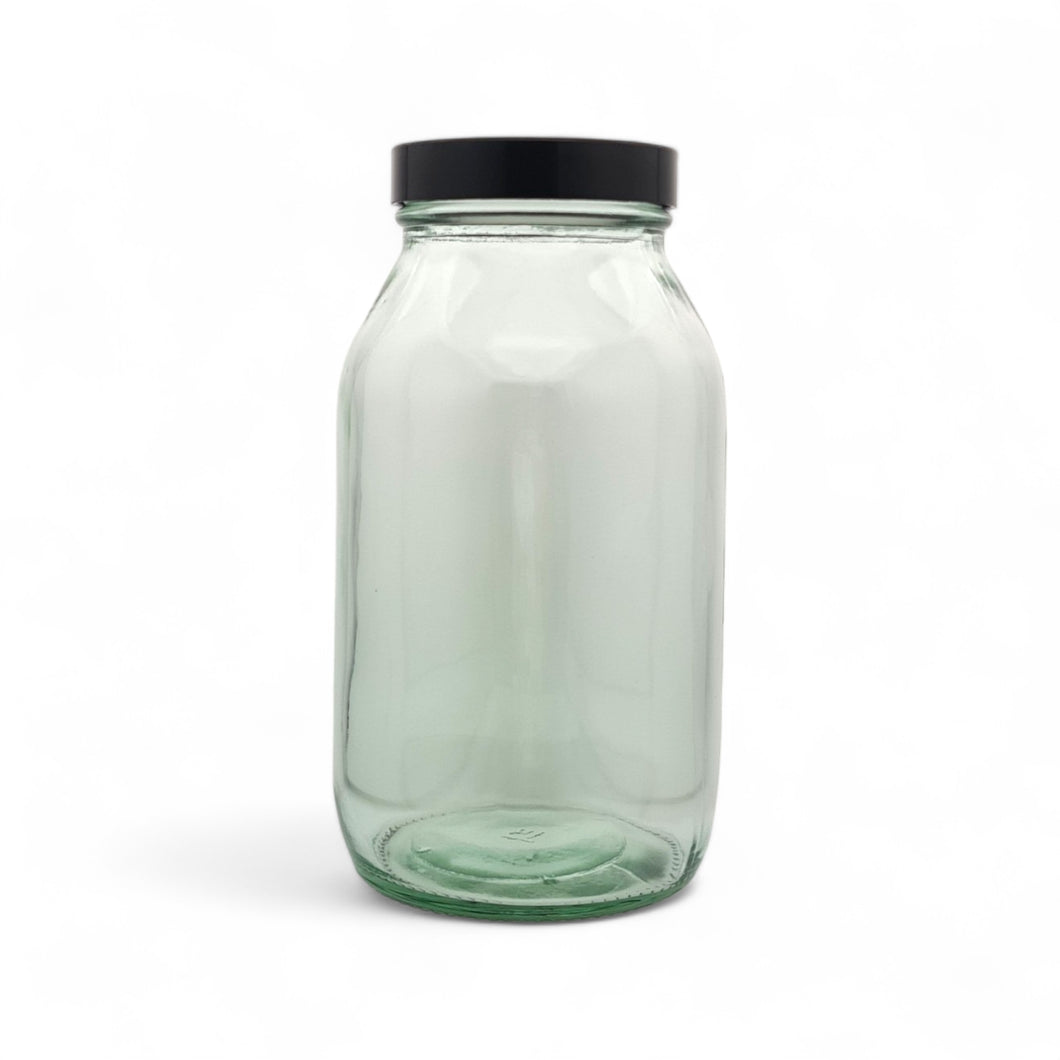 500ml Clear Wide Mouth Glass Pill Jars with Black Lids
