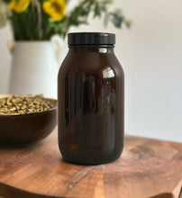 Load image into Gallery viewer, 500ml Amber Wide Mouth Glass Pill Jars with Black Lids