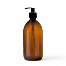 Load image into Gallery viewer, 500ml Amber Glass Soap Dispenser Bottles with Black Twist Lock Lotion Pump
