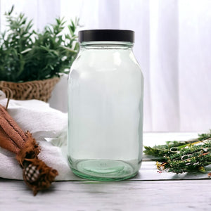 Clear Wide Mouth Glass Pill Jars with Black Lids