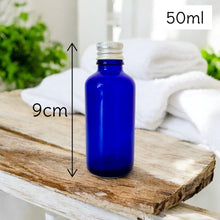 Load image into Gallery viewer, 50ml Blue Glass Bottles with Aluminium Screw Lid