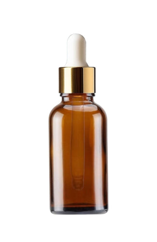 50ml Amber Glass Bottles with Gold/White Glass Pipettes